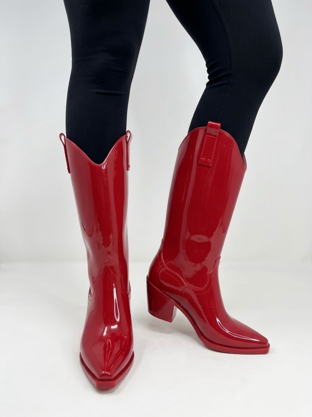 Nwob Matisse Women’s Red Patent Mid-Calf Western rubber rain Boots size 9